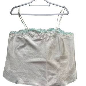 Linda for Eaton Vintage 80s 90s Ivory Lace Trim Camisole Top Size L Romantic